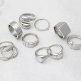 18K Gold PVD Stainless Steel Rounded Plaque Blank Stack Ring- Ring Collection- Silver 