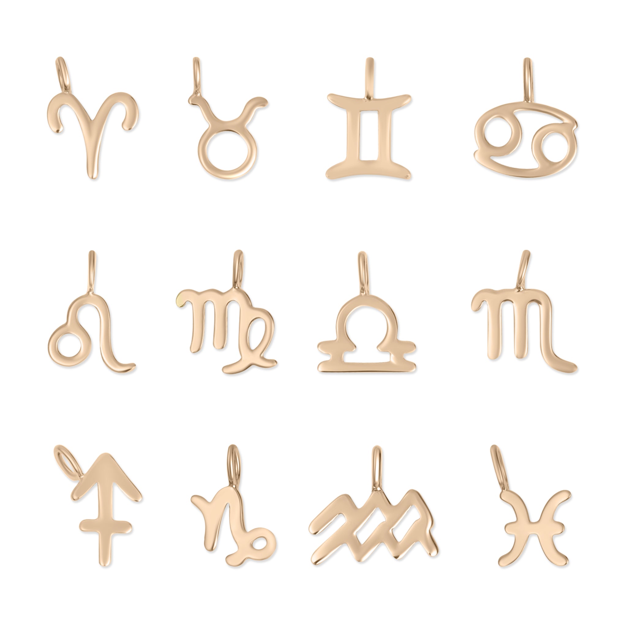 Permanente smykker 14K solid rosegull Zodiac Charms/PMJ2009