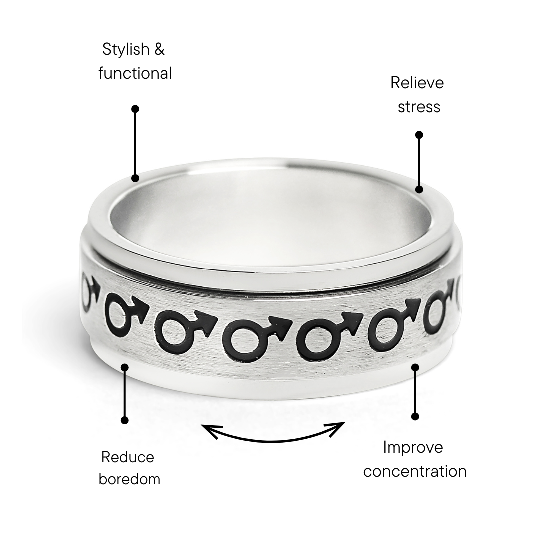 Male Symbol Spinner Stainless Steel Ring Feature Graphic