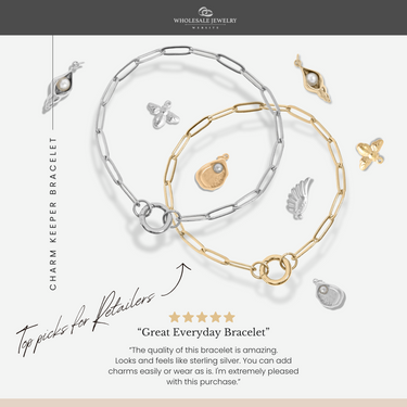 Gold and Silver Paperclip Charm Keeper Bracelet infographic 