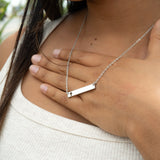Stainless Steel Cutout Cross Blank Bar Necklace