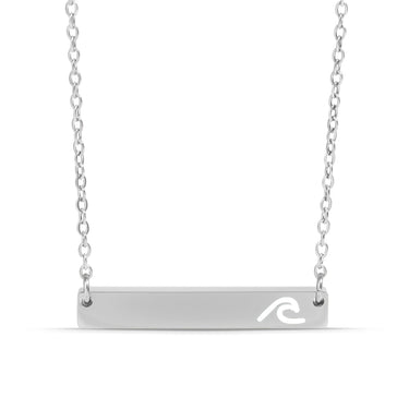 Cutout Wave Bar Stainless Steel Necklace