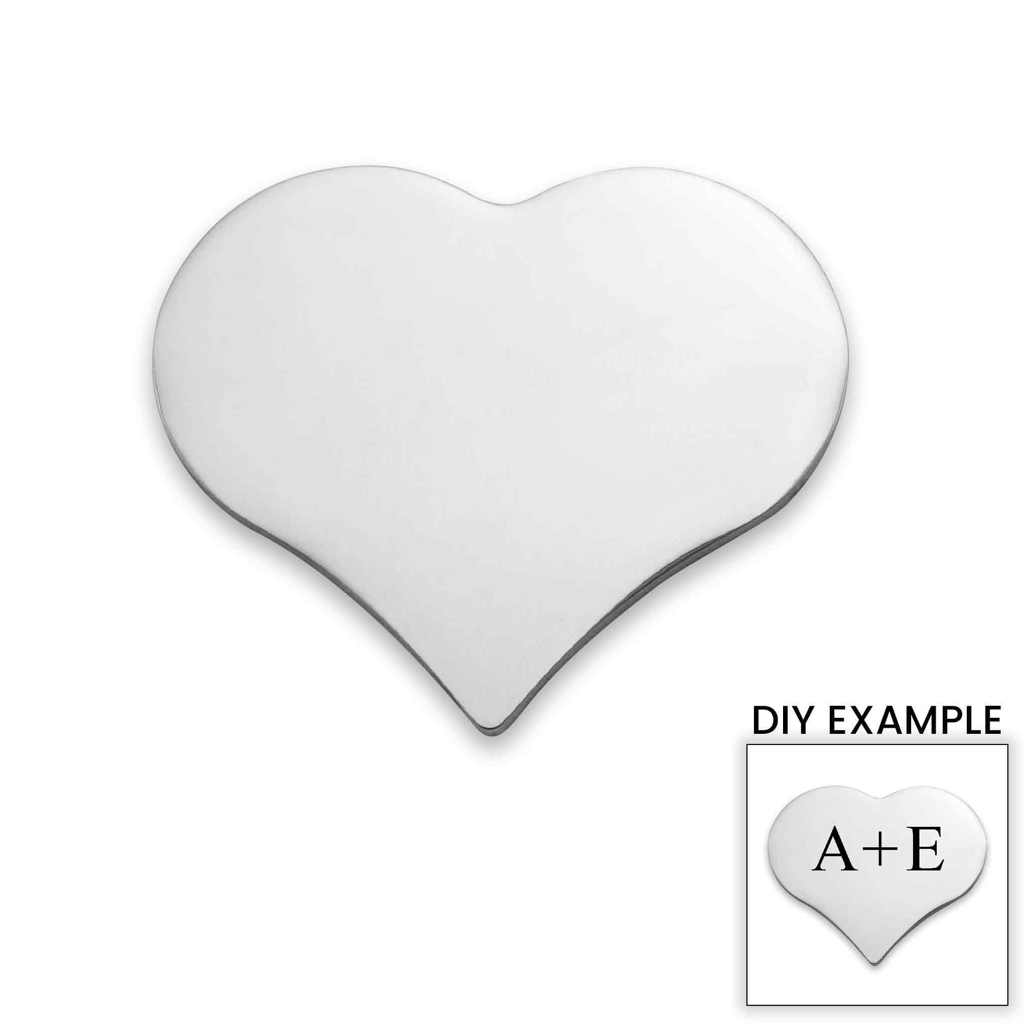 Blank Heart Charm Stainless Steel Pendant Engravable