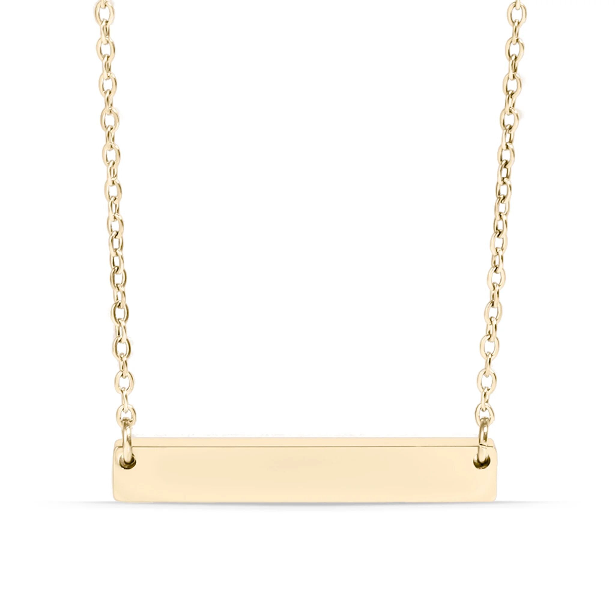 Gold bar necklace on a white background