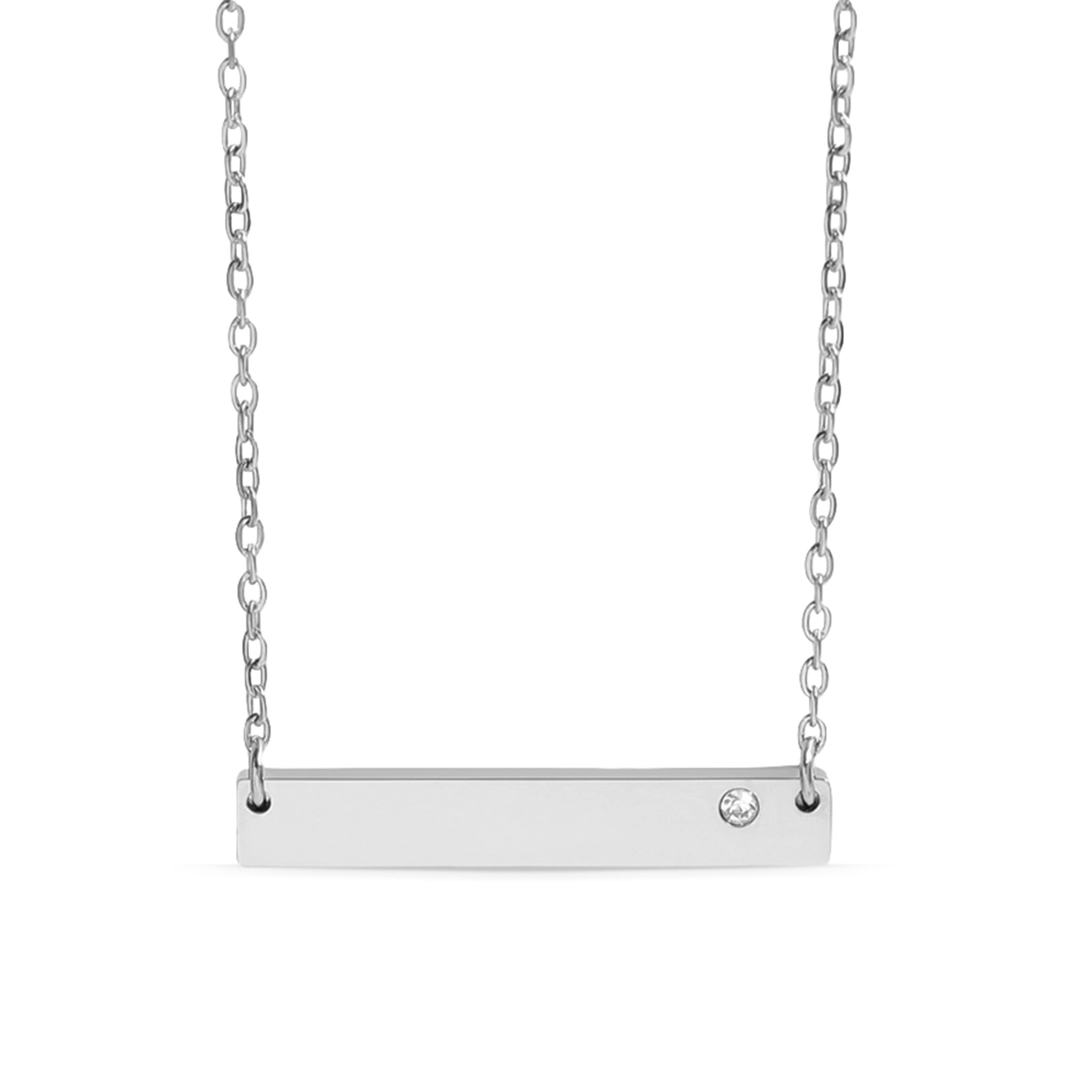 Steel Bar Birthstone Necklace