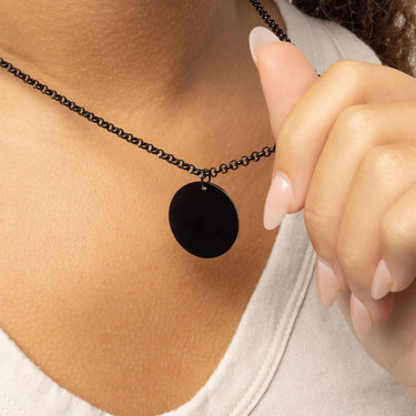 Black Blank Round Pendant 