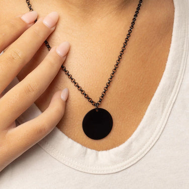 Black Blank Round Pendant 