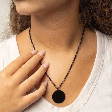 Black Blank Round Pendant 