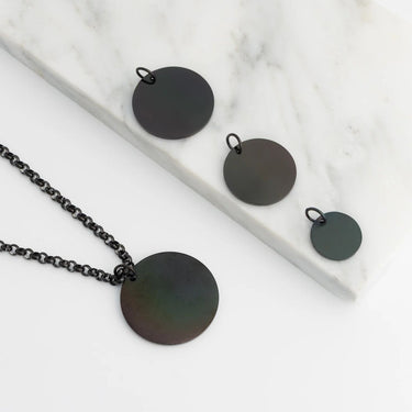 Black Blank Round Pendant 