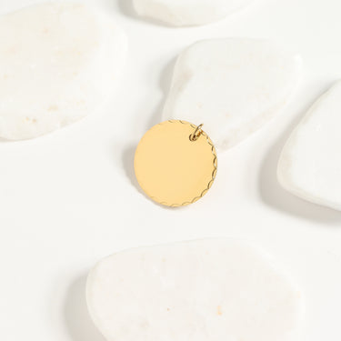 18K Gold PVD Stainless Steel Grooved Round Pendant
