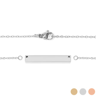 Blank Polished Bar Stainless Steel Necklace With Separated Chain