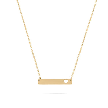 Wholesale jewelry 14K Gold Filled Plus Cutout Heart Bar Necklace- Gold-Main 