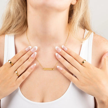 Wholesale jewelry 14K Gold Filled Plus Cutout Heart Bar Necklace- Gold-Model 
