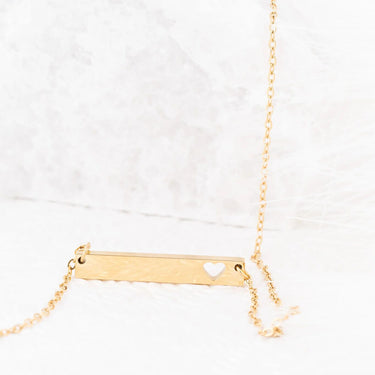 Wholesale jewelry 14K Gold Filled Plus Cutout Heart Bar Necklace- Gold-Studio 