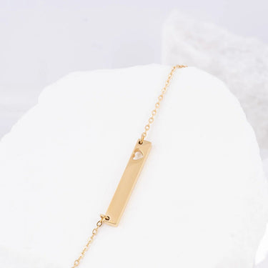 Wholesale jewelry 14K Gold Filled Plus Cutout Heart Bar Necklace- Gold-Studio 