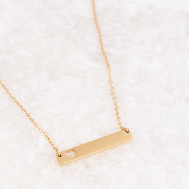 Wholesale jewelry 14K Gold Filled Plus Cutout Heart Bar Necklace- Gold-Studio 