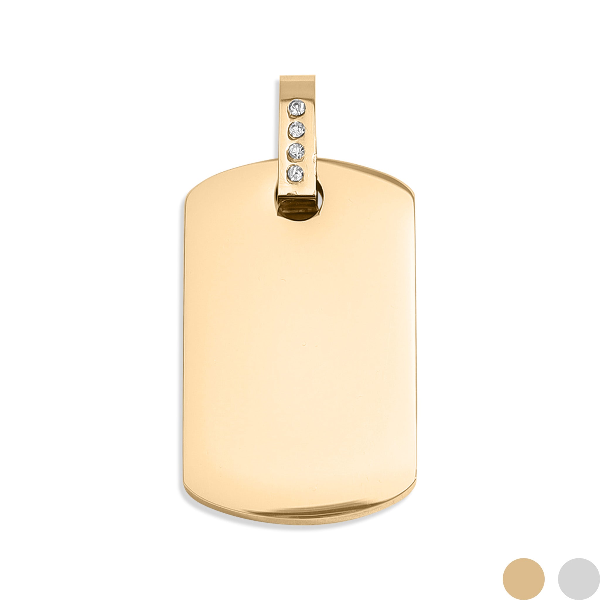 18K Gold PVD Stainless Steel CZ Dog Tag Pendant / SBB0099