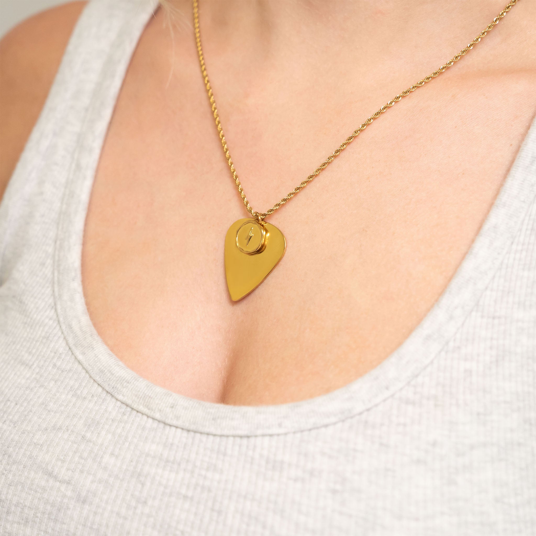 18K Gold PVD Blank Stainless Steel Guitar Pick Pendant / SBB0103 ...