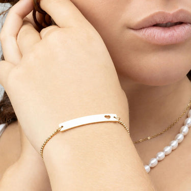 Wholesale jewelry 14K Gold Filled Plus™ Adjustable Curved Cutout Heart Blank Bar Bracelet - model 