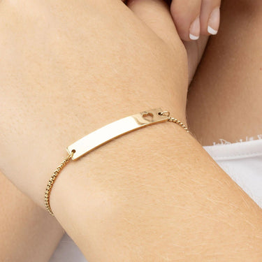 Wholesale jewelry 14K Gold Filled Plus™ Adjustable Curved Cutout Heart Blank Bar Bracelet - model 