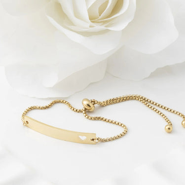 Wholesale jewelry 14K Gold Filled Plus™ Adjustable Curved Cutout Heart Blank Bar Bracelet - studio 