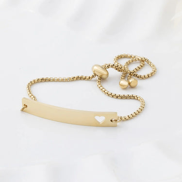 Wholesale jewelry 14K Gold Filled Plus™ Adjustable Curved Cutout Heart Blank Bar Bracelet - studio 