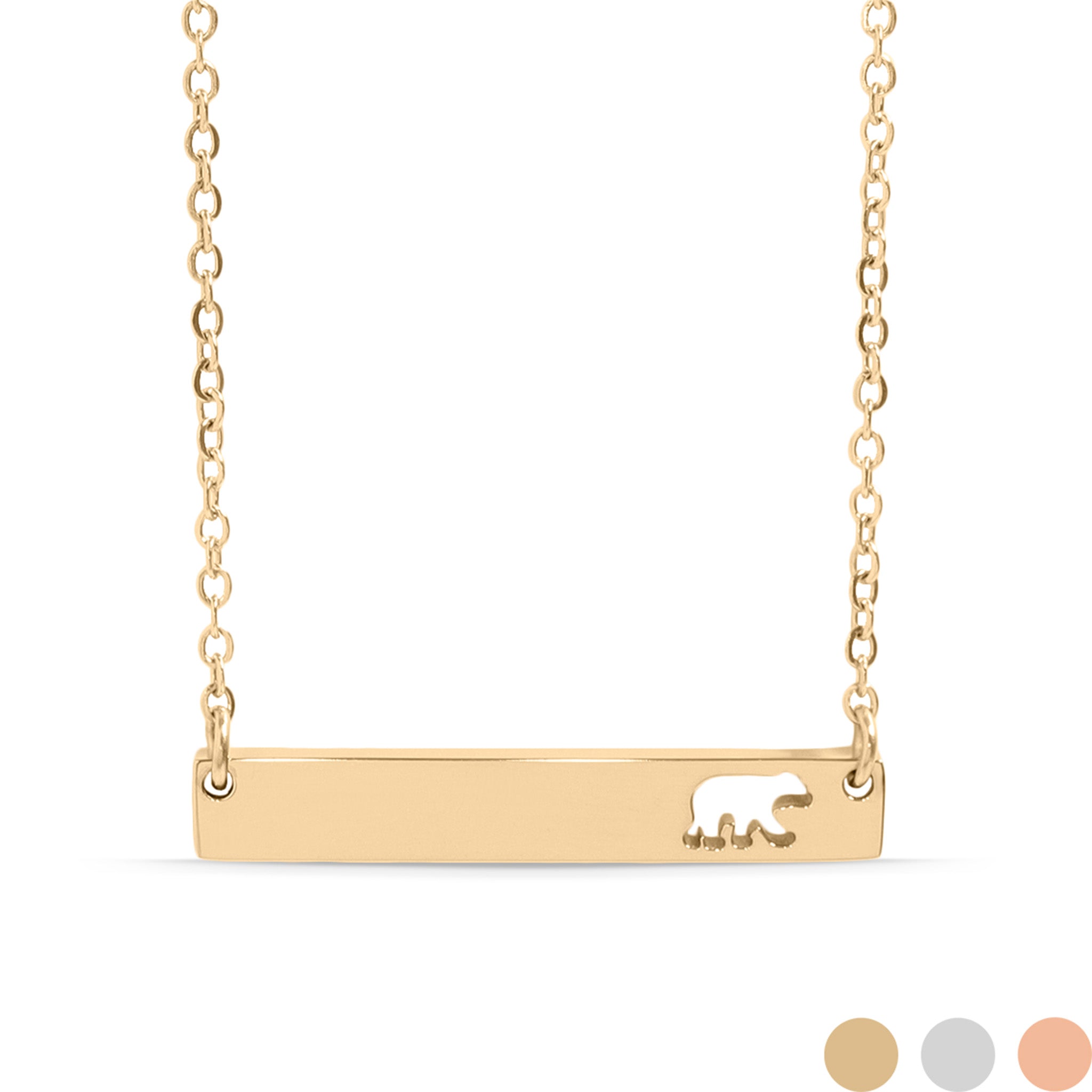 Mama Bear Cutout Horizontal Stainless Steel Bar Necklace