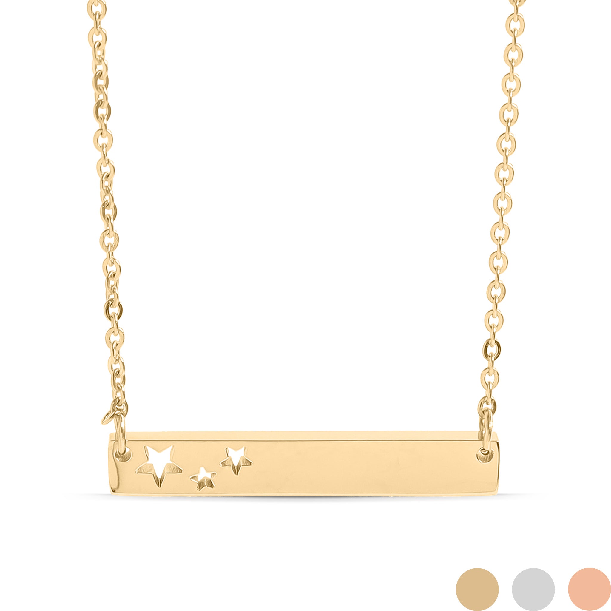 Stars Cutout Horizontal Stainless Steel Bar Necklace / SBB0151