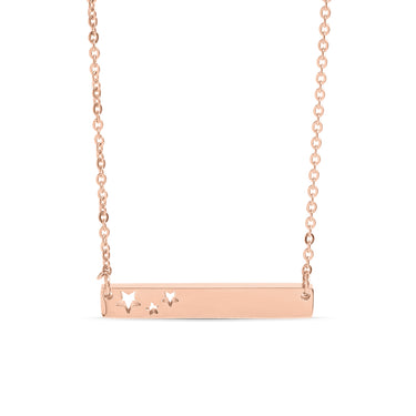 Chain necklace with bar pendant  with three star engravings