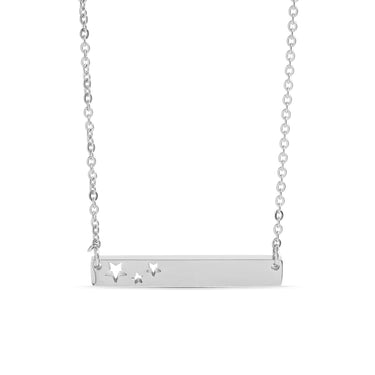 Chain necklace with bar pendant  with three star engravings