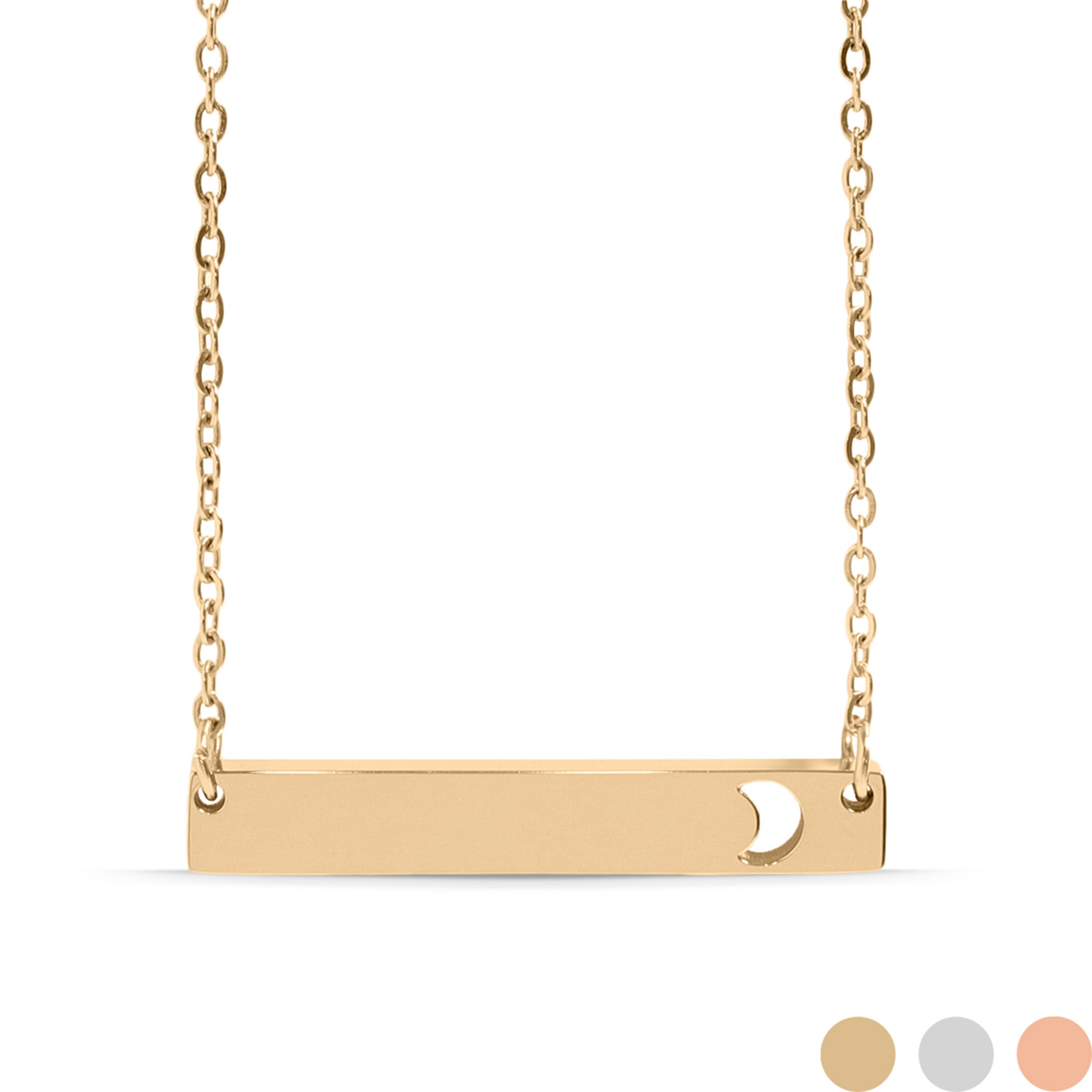 Moon Cutout Horizontal Stainless Steel Bar Necklace