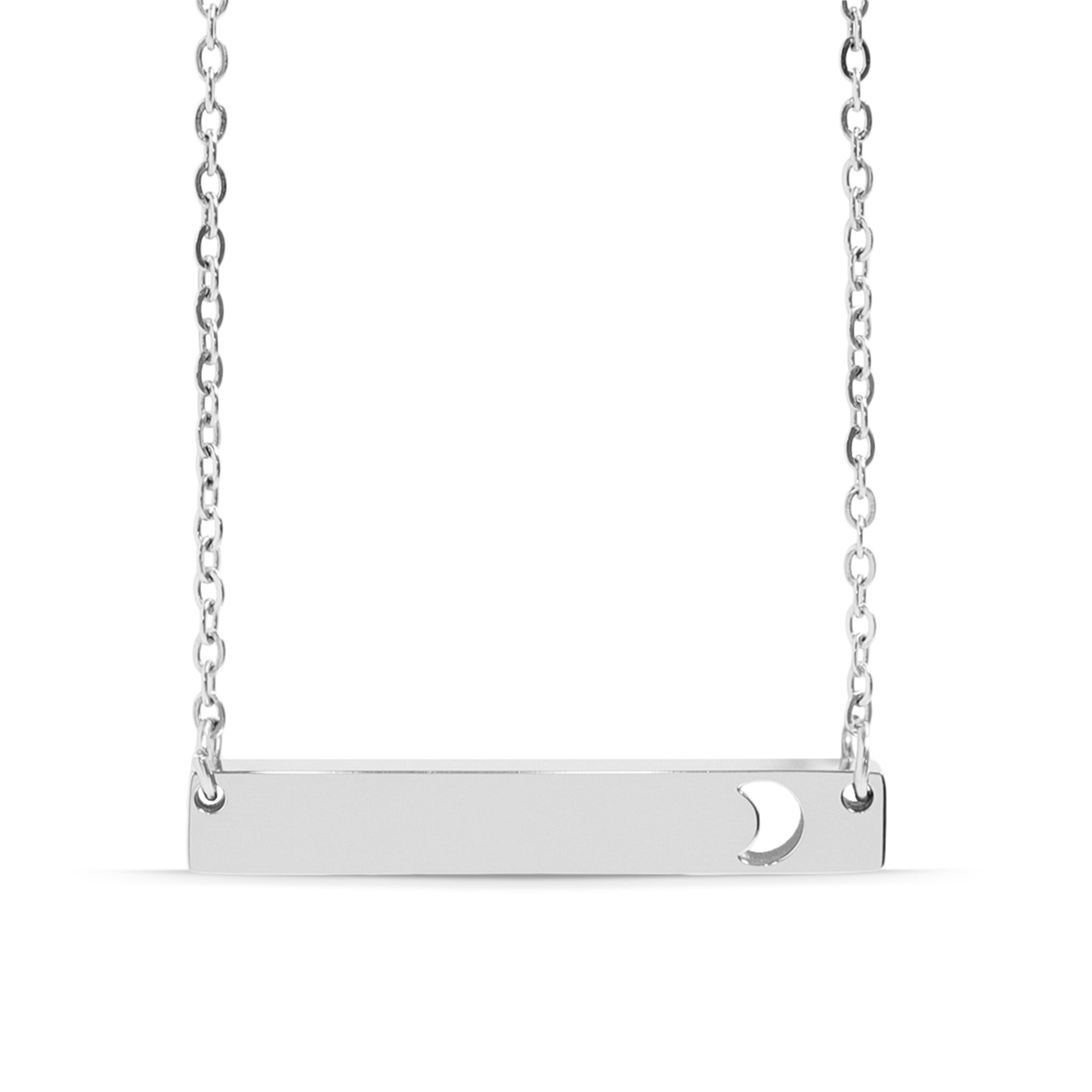 Moon Cutout Horizontal Stainless Steel Bar Necklace