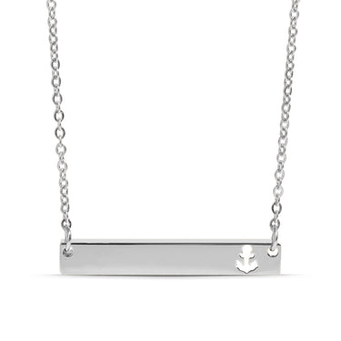 Anchor Cutout Horizontal Stainless Steel Bar Necklace