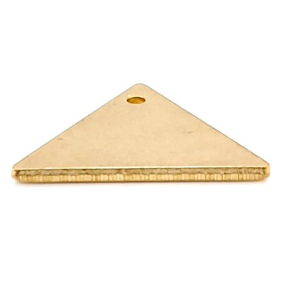 Brass blank triangle pendant at an angle.