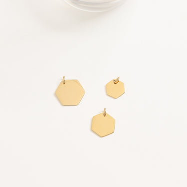 18K Gold PVD Stainless Steel Blank Hexagon Pendant