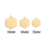 18K Gold PVD Stainless Steel Blank Hexagon Pendant