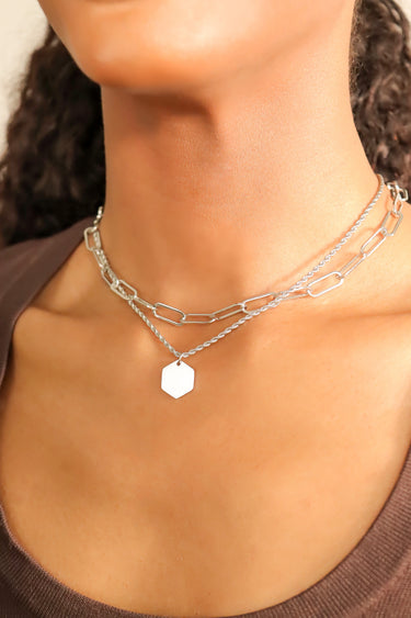 Colgante Hexagon en blanco de acero inoxidable/SBB0238