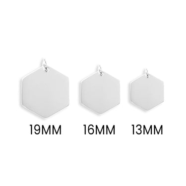 Stainless Steel Blank Hexagon Pendant Text