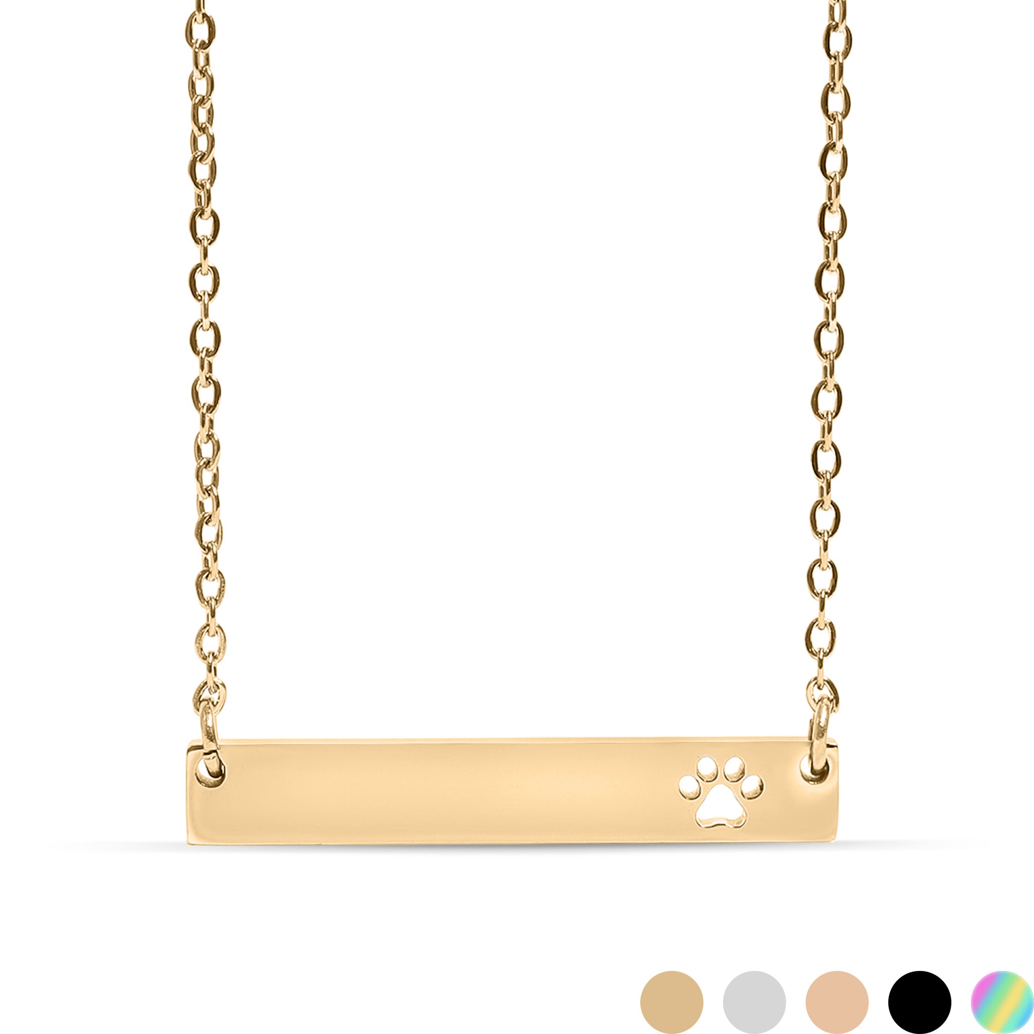 18k Gold PVD Rostfritt stål Blankutskärning PAW Print Bar Necklace / SBB0247