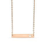 Chain necklace with horizontal bar pendant with paw print cut out engraving