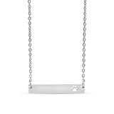 Chain necklace with horizontal bar pendant with paw print cut out engraving