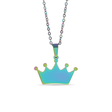 Chain necklace with hanging crown pendant