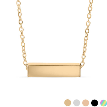 Chain necklace with horizontal short block bar pendant