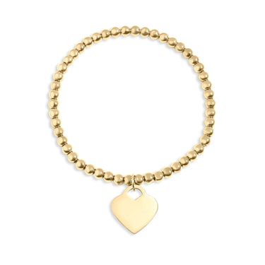 Wholesale jewelry 14K Gold Filled Plus™ Heart And Bead Stretch Bracelet- Main