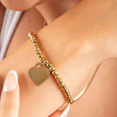 Wholesale jewelry 14K Gold Filled Plus™ Heart And Bead Stretch Bracelet- Model