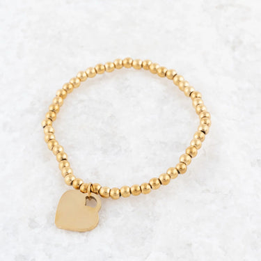 Wholesale jewelry 14K Gold Filled Plus™ Heart And Bead Stretch Bracelet- Studio