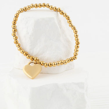 Wholesale jewelry 14K Gold Filled Plus™ Heart And Bead Stretch Bracelet- Studio