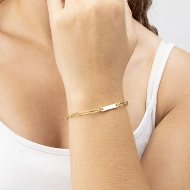 Wholesale jewelry 14K Gold Filled Plus™ Engravable Paperclip Bar Bracelet- model 