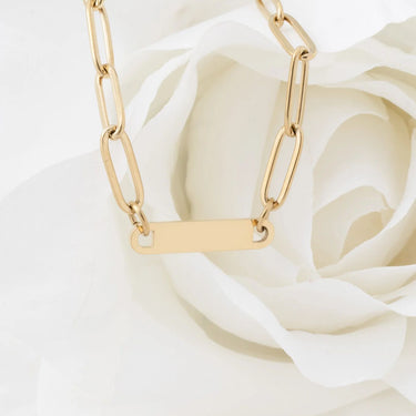 Wholesale jewelry 14K Gold Filled Plus™ Engravable Paperclip Bar Bracelet- studio 