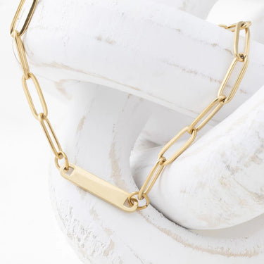 Wholesale jewelry 14K Gold Filled Plus™ Engravable Paperclip Bar Bracelet- studio 
